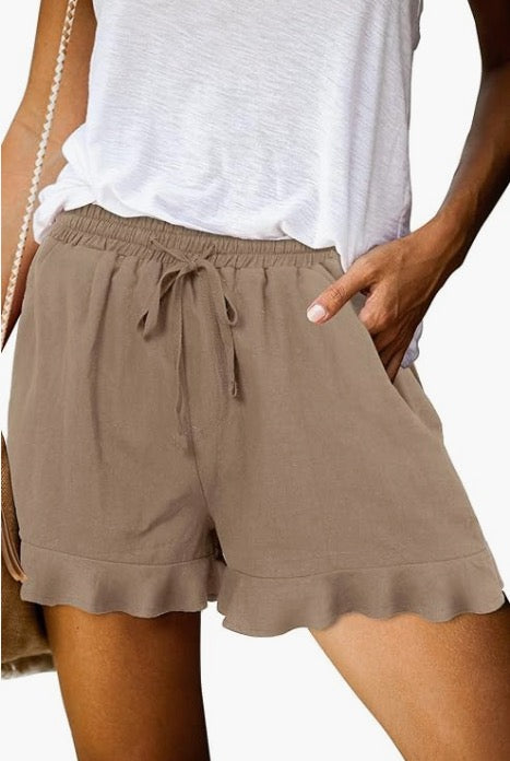 Heather Cotton Shorts | Khaki