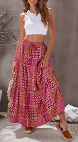 Enzie Tiered Skirt | Pink