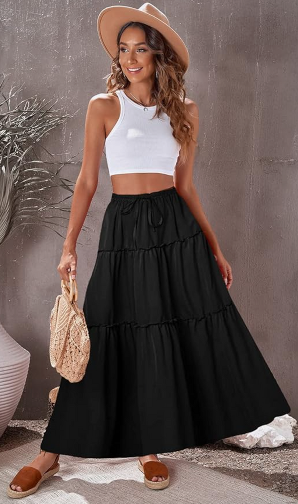 Enzie Tiered Skirt | Black