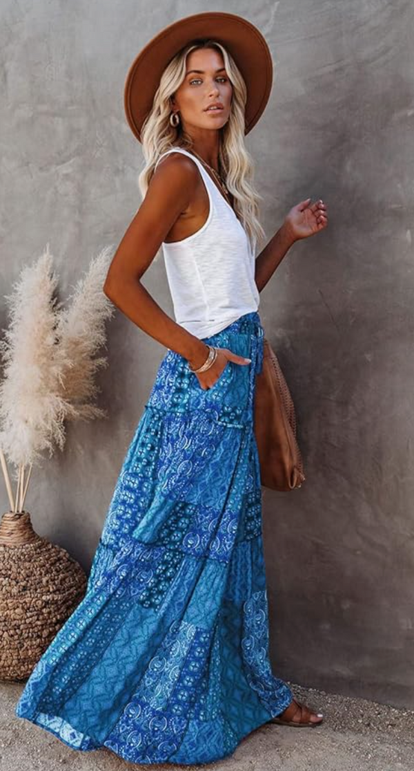 Enzie Tiered Skirt | Blue