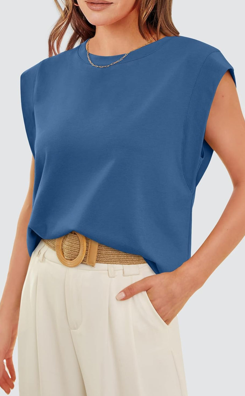 Cassidy Cap Sleeve Top | Blue