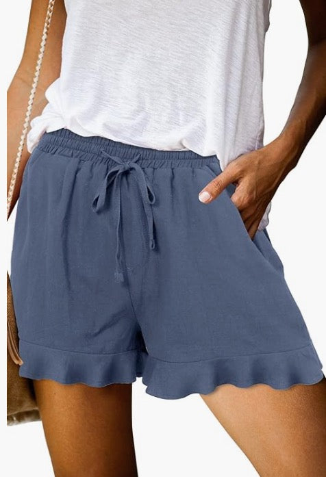 Heather Cotton Shorts | Blue