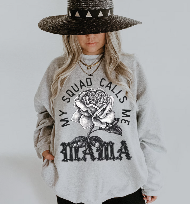 Squad Calls Me Mama Long Sleeve Crewneck/T-Shirt