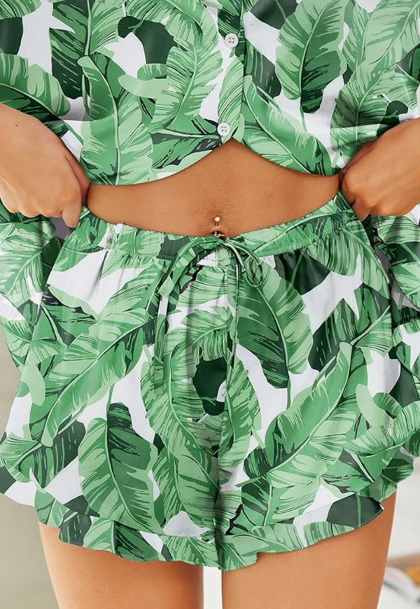 Carrie Satin PJs | Solid Grey | Green