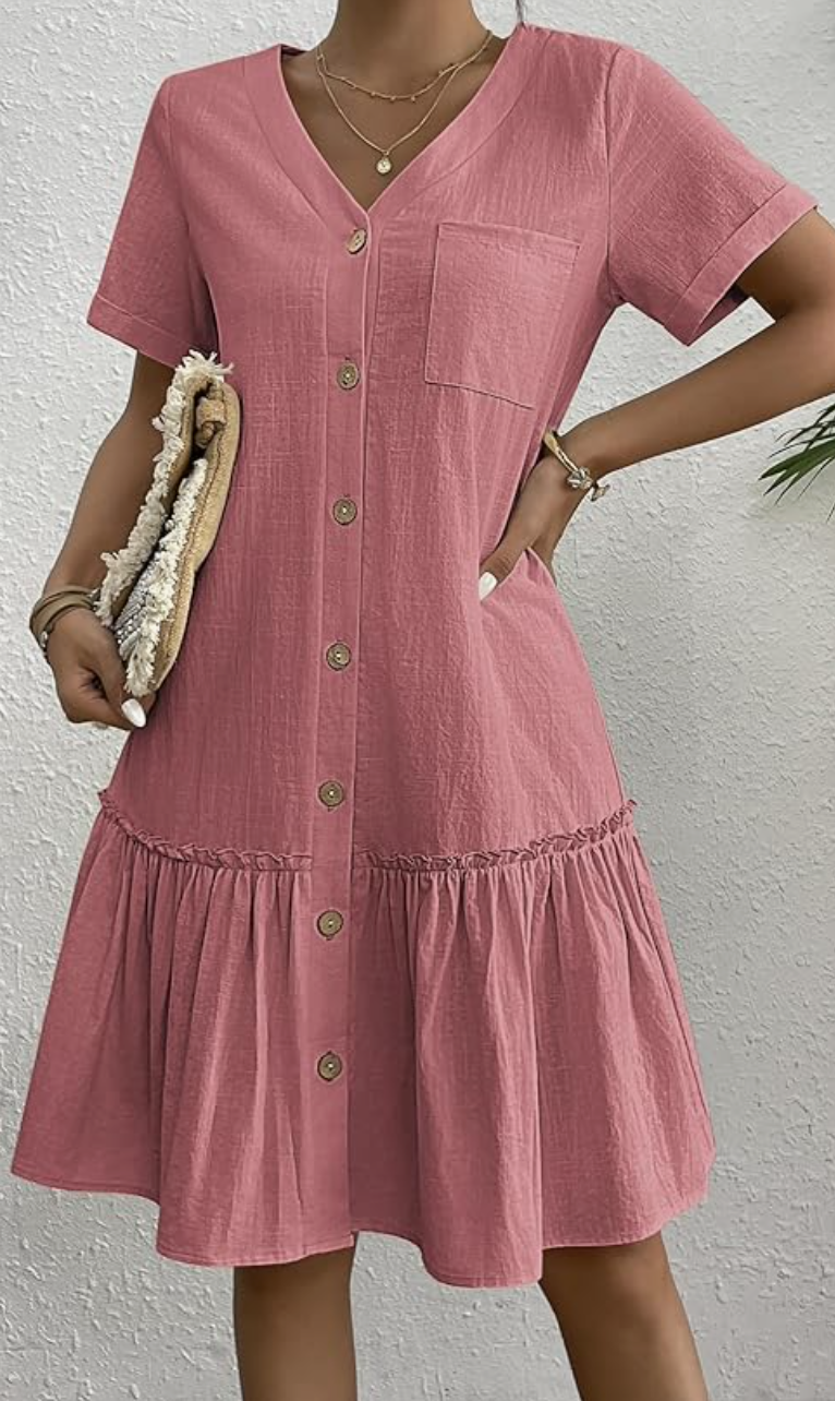 Madison Linen Dress | Pink