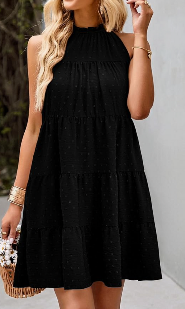 Serena Tiered Babydoll Dress | Black