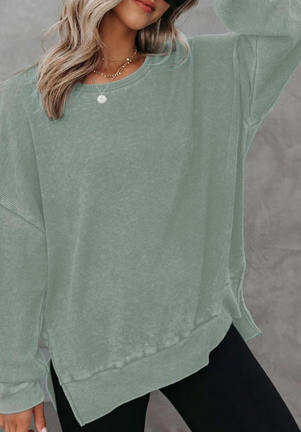 Jennifer Waffle Knit Pull Over | Green