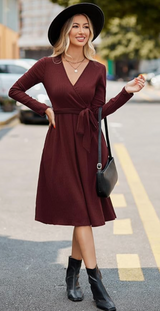 Katie Ribbed Dress | Wine