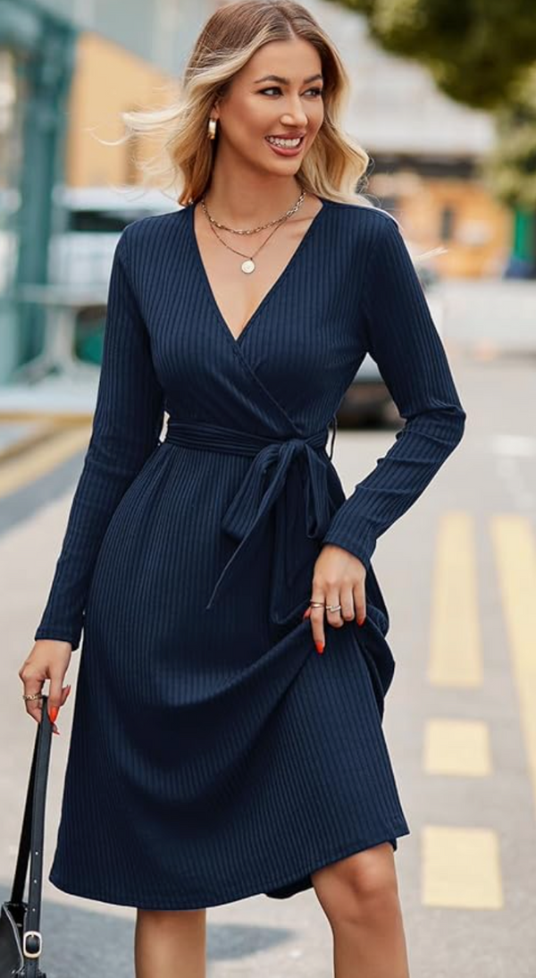 Katie Ribbed Dress | Blue